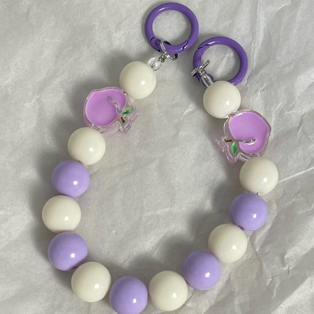 Purple and Cream Keychain Phone Chain